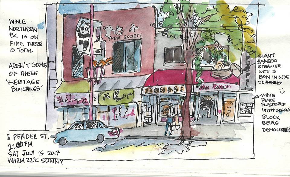 Store fronts of Bakery and grocer on Pender St