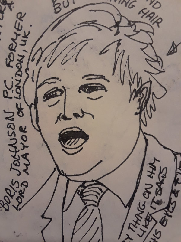 Simplified sketch of a ranting Boris Johnson, PM of the UK