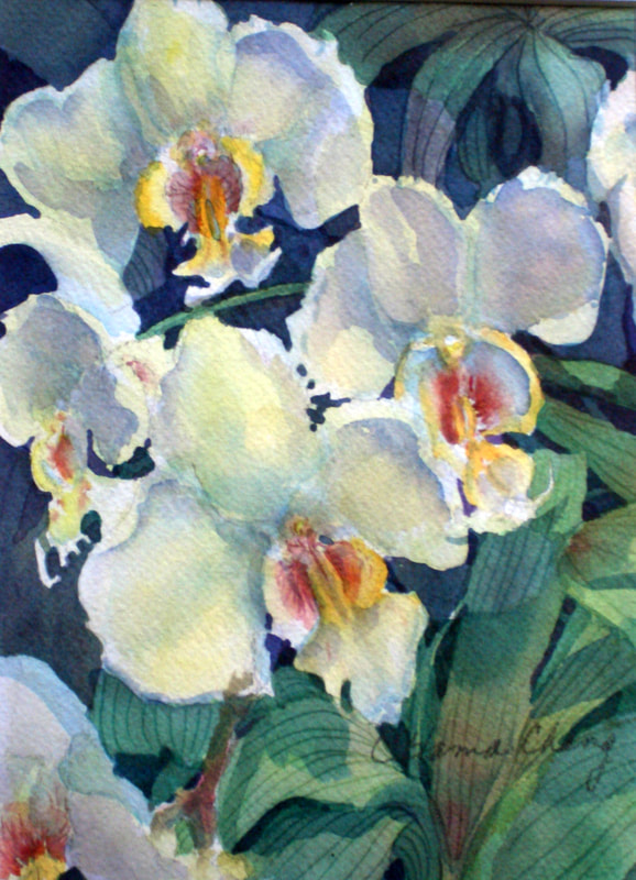 Spray of white orchids